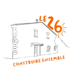 logo du 26 représentant le bâtiment (maison) avec écrit en dessous construire ensemble et