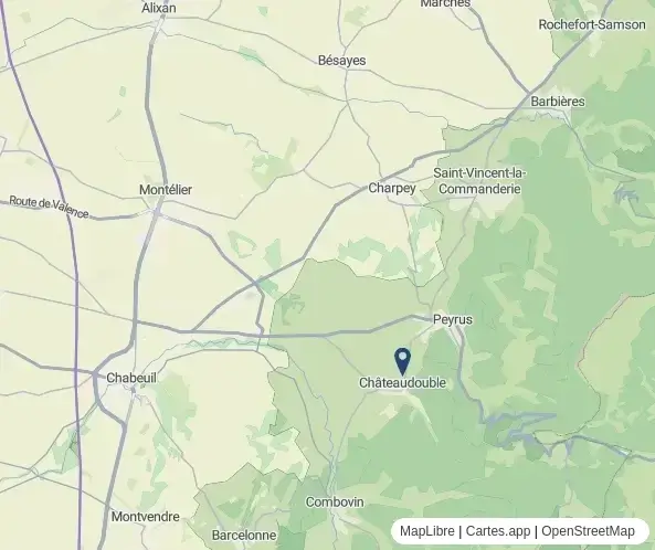 Carte montrant l'adresse du 26 : 11 Grande Rue 26120 Chateaudouble