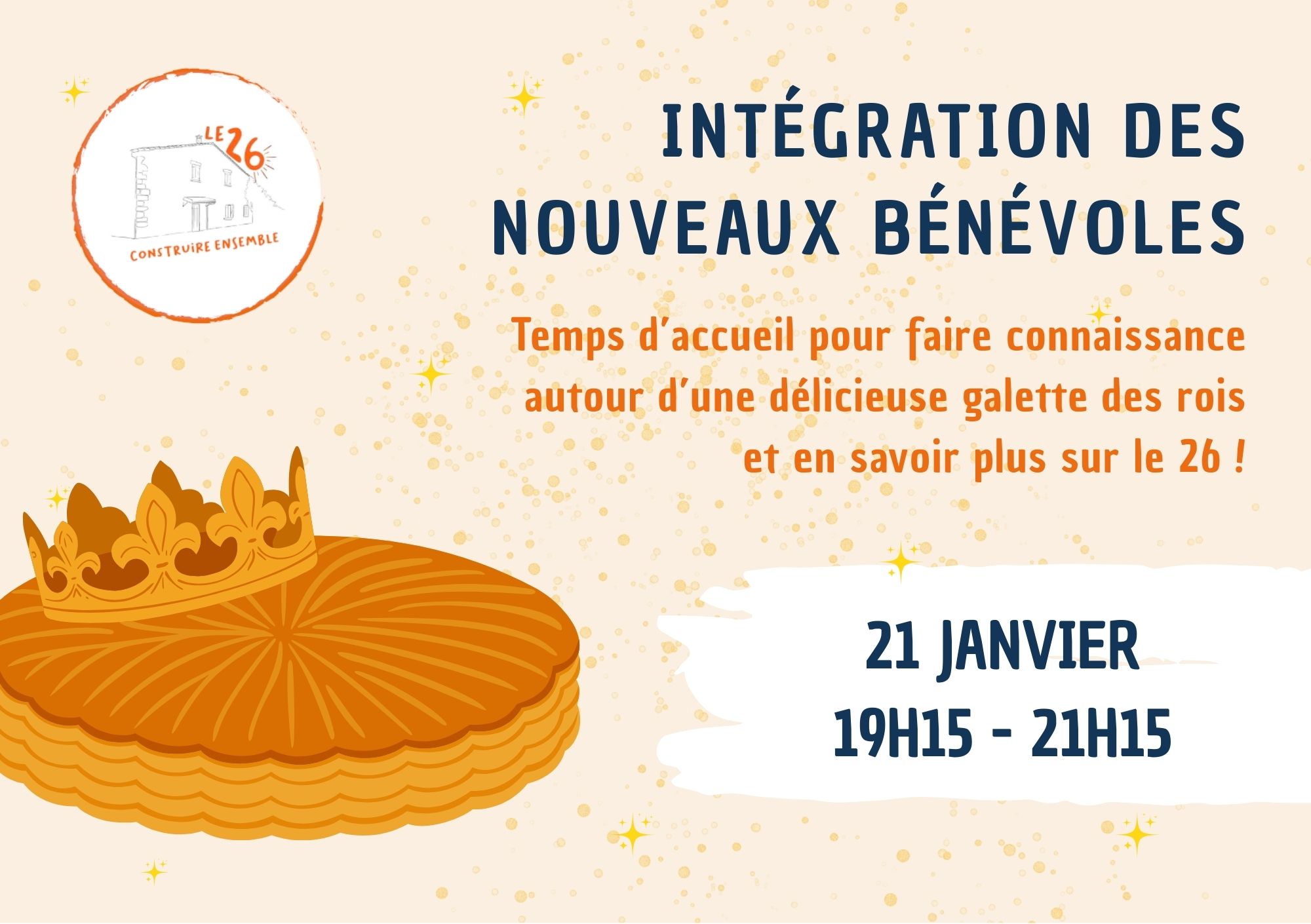 Affiche accueil des nouveaux bénévoles le 21 janvier a 19h15