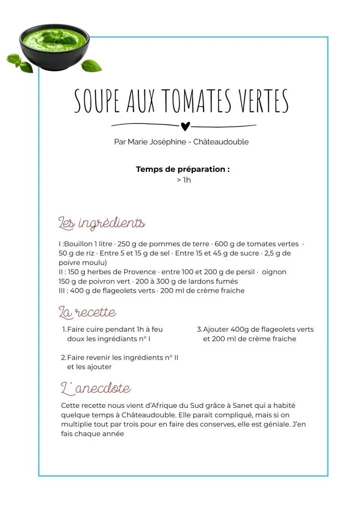 Soupe aux tomates vertes